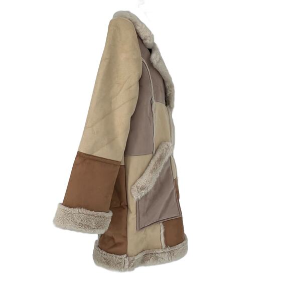 Hollister Faux Suede/Fur Coat in Tan Size Small - Picture 2 of 7